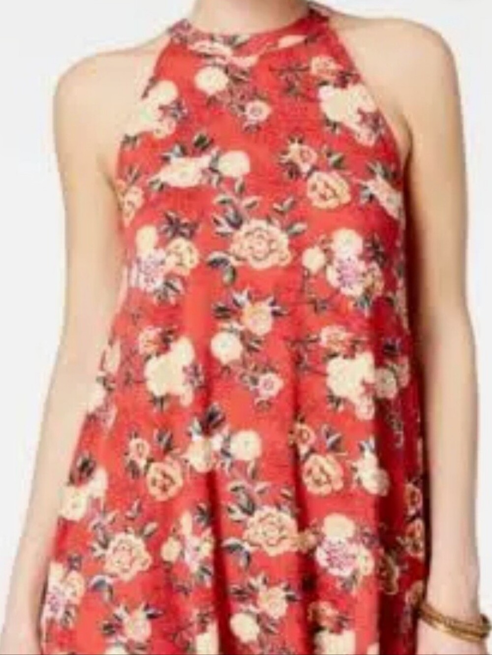 NWT Hippie Rose Junior's Red Floral High-Neck Swing Tunic, S